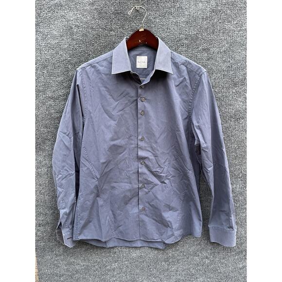 Paul Smith Shirt Mens 16.5 Gray Made in Italy Button Front Dress 100% Cotton - Picture 1 of 9